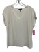 Escada Size 40 / M White Viscose & Acetate Short Cap Sleeve V Neck Boxy Top White / 40 / M