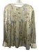 Vince Size M Sage Green & Multi Silk Floral & Leaf Print Long Sleeve Top Sage Green & Multi / M