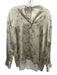 Vince Size M Sage Green & Multi Silk Floral & Leaf Print Long Sleeve Top Sage Green & Multi / M
