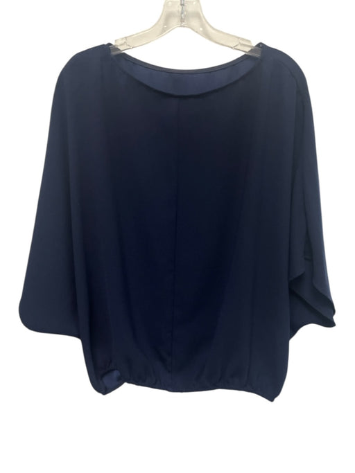 Trina Turk Size M Navy Blue Polyester Short Wide Sleeve Gathered Hem Flowy Top Navy Blue / M