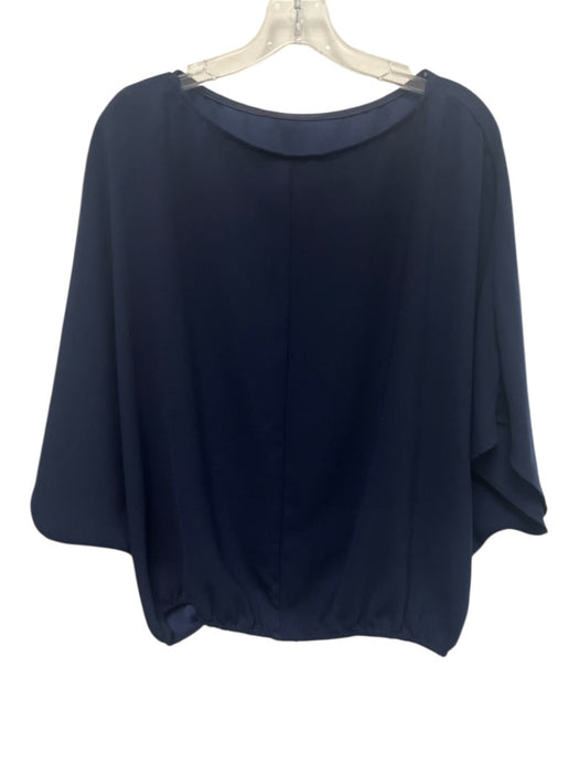 Trina Turk Size M Navy Blue Polyester Short Wide Sleeve Gathered Hem Flowy Top Navy Blue / M