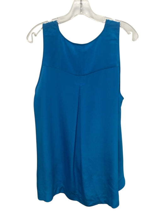 Alice + Olivia Size L Blue Silk Sleeveless seam detail V Neck Semi Sheer Top Blue / L