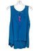 Alice + Olivia Size L Blue Silk Sleeveless seam detail V Neck Semi Sheer Top Blue / L