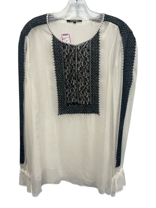 Kobi Halperin Size L White & Black No Fabric Tag Long Sleeve Lace Detail Top White & Black / L