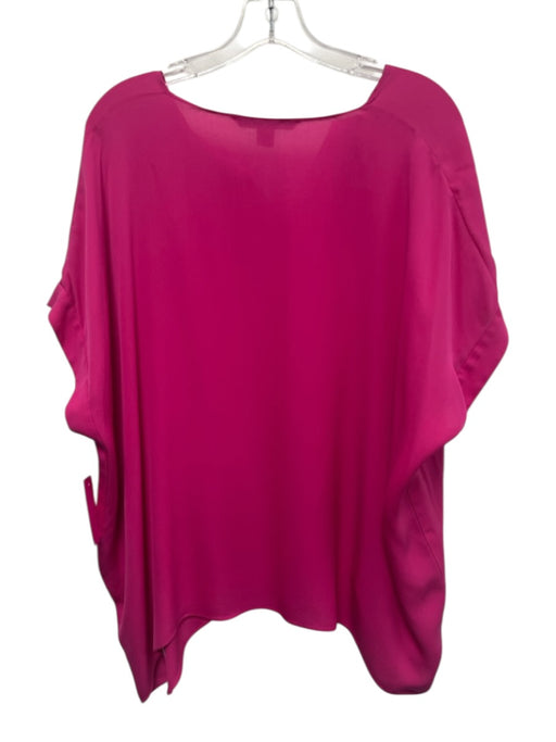 Diane Von Furstenberg Size M Fuschia Pink Silk Short Wide Sleeve V Neck Boxy Top Fuschia Pink / M