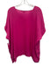 Diane Von Furstenberg Size M Fuschia Pink Silk Short Wide Sleeve V Neck Boxy Top Fuschia Pink / M