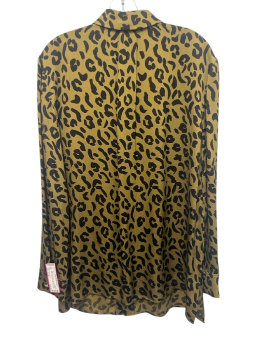 Escada Sport Size 42 / M Olive Green & Black Viscose Leopard Print Collar Top Olive Green & Black / 42 / M