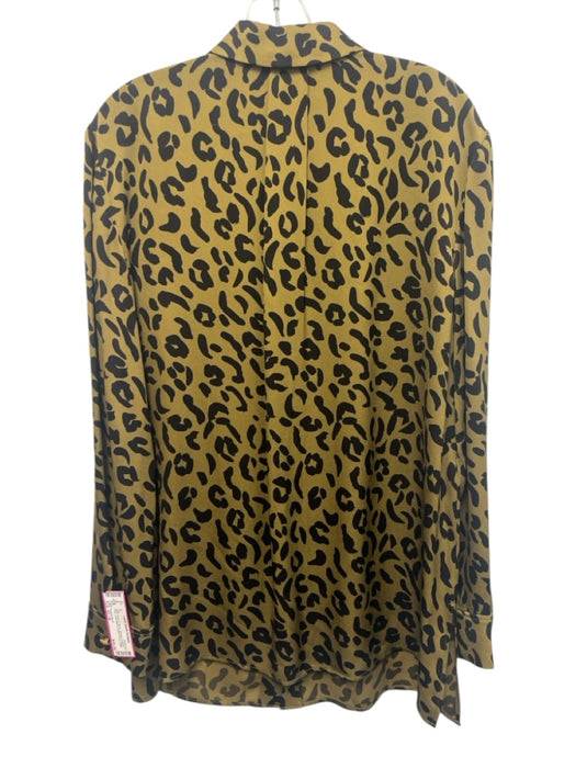 Escada Sport Size 42 / M Olive Green & Black Viscose Leopard Print Collar Top Olive Green & Black / 42 / M