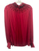 Kobi Halperin Size L Red Silk Blend Long Sleeve Smocked Detail Mock Neck Top Red / L