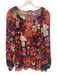 Kobi Halperin Size L Red, Navy, Multi Silk Long Sleeve Abstract Geometric Top Red, Navy, Multi / L