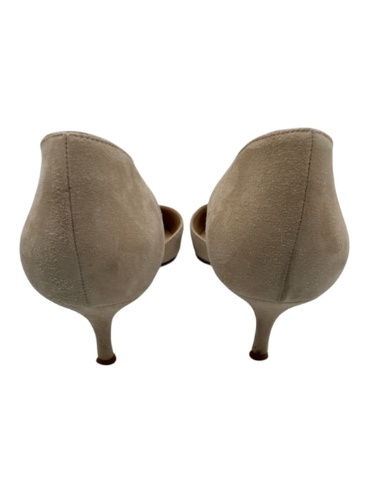 Manolo Blahnik Shoe Size 41 Light Beige Suede Pointed Toe Kitten Heel Pumps Light Beige / 41