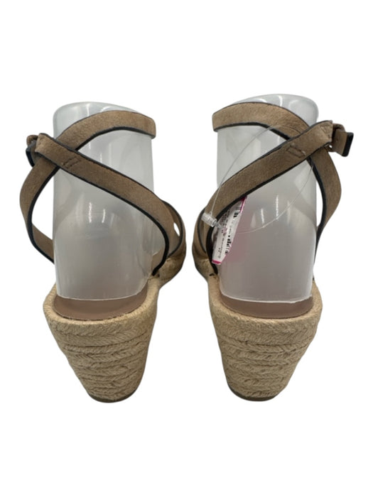 Tory Burch Shoe Size 9 Taupe & Beige Suede Woven Espadrille Wedge Sandals Taupe & Beige / 9
