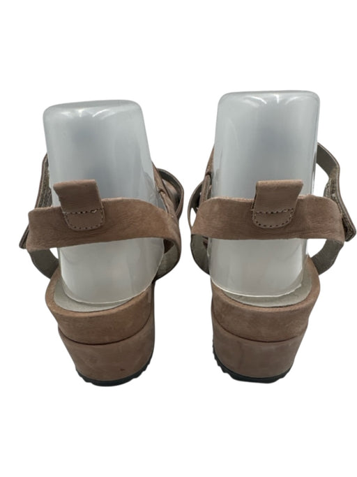 Eileen Fisher Shoe Size 9.5 Taupe Brown Leather Platform Criss Cross Sandals Taupe Brown / 9.5