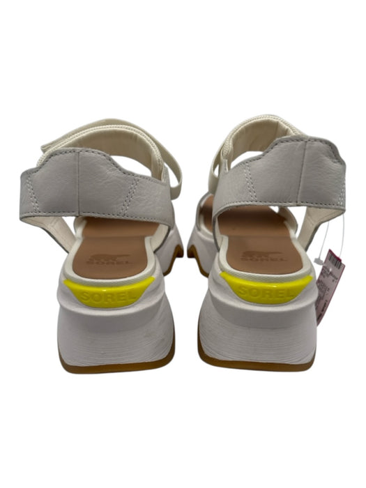 Sorel Shoe Size 8.5 white & tan Leather Blend Platform Velcro Ankle Sandals white & tan / 8.5