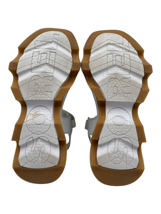 Sorel Shoe Size 8.5 white & tan Leather Blend Platform Velcro Ankle Sandals white & tan / 8.5