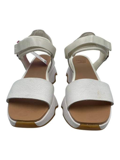 Sorel Shoe Size 8.5 white & tan Leather Blend Platform Velcro Ankle Sandals white & tan / 8.5