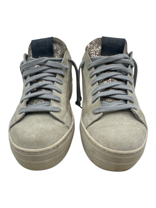 P448 Shoe Size 40 Beige & Gray Suede & Textile Metallic Textured Sneakers Beige & Gray / 40
