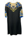 Etro Size 42 Black, Blue, Yellow Viscose Floral Pockets Midi Dress Black, Blue, Yellow / 42