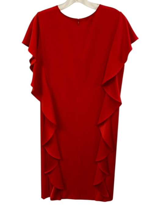 Escada Size 42 Red Triacetate Blend Flutter Sleeve Flounce Midi Dress Red / 42