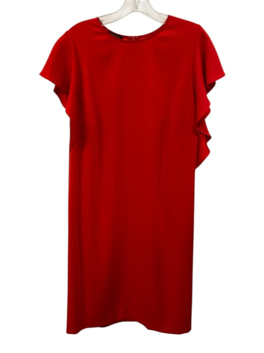 Escada Size 42 Red Triacetate Blend Flutter Sleeve Flounce Midi Dress Red / 42