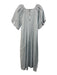 Anna Cate Size L Light blue & white Cotton & Linen Corded abstract flowers Dress Light blue & white / L