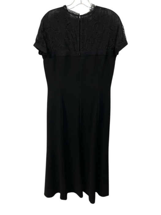 Lafayette 148 Size 10 Black Acetate Blend Lace Detail Cap Sleeve high neck Dress Black / 10