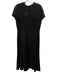 Lafayette 148 Size 10 Black Acetate Blend Lace Detail Cap Sleeve high neck Dress Black / 10