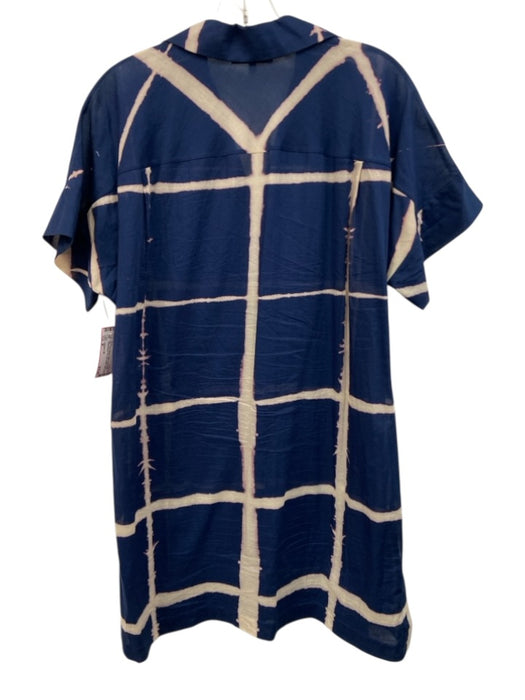 Lafayette 148 Size M Blue, Pink, Beige Cotton Semi Sheer Windowpane Dress Blue, Pink, Beige / M