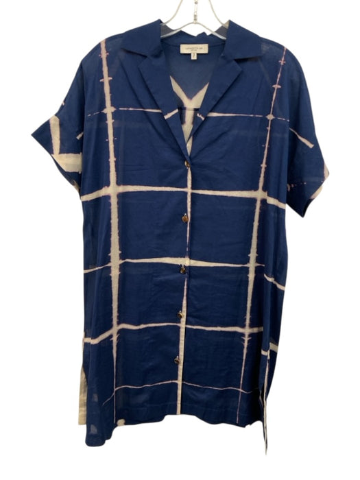 Lafayette 148 Size M Blue, Pink, Beige Cotton Semi Sheer Windowpane Dress Blue, Pink, Beige / M