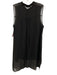 Eileen Fisher Size M Black Silk Sheer Overlay Button Down Sleeveless Tunic Top Black / M