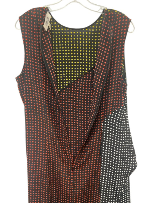 Diane Von Furstenberg Size 10 Black, Red, Yellow Silk Flounce Polka Dot Dress Black, Red, Yellow / 10