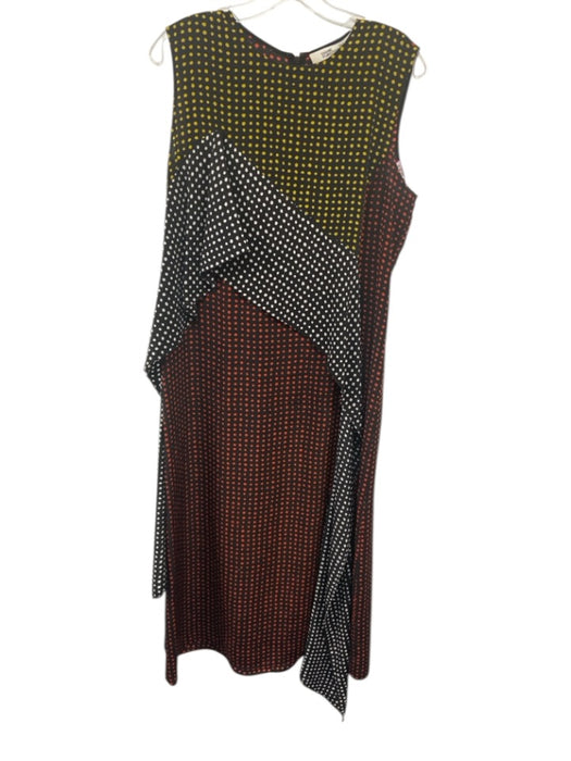 Diane Von Furstenberg Size 10 Black, Red, Yellow Silk Flounce Polka Dot Dress Black, Red, Yellow / 10