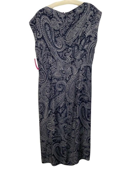Etro Size 48 / Large Navy Blue & White Viscose Blend Paisley Flounce Maxi Dress Navy Blue & White / 48 / Large