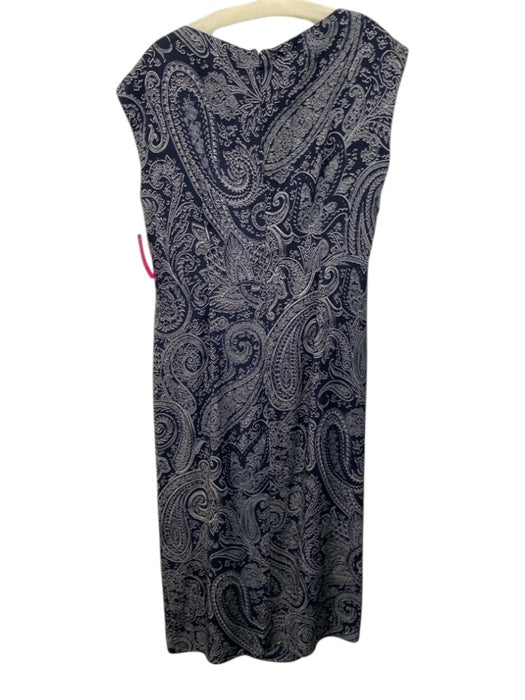 Etro Size 48 / Large Navy Blue & White Viscose Blend Paisley Flounce Maxi Dress Navy Blue & White / 48 / Large