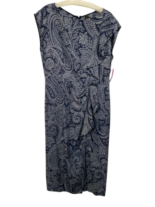 Etro Size 48 / Large Navy Blue & White Viscose Blend Paisley Flounce Maxi Dress Navy Blue & White / 48 / Large