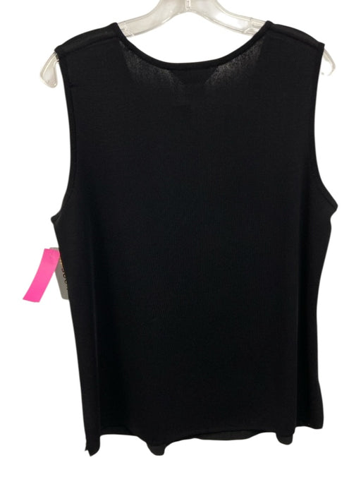 Misook Size L Black, Brown, Gold Rayon Blend Sequin Wavy Stripes Sleeveless Top Black, Brown, Gold / L
