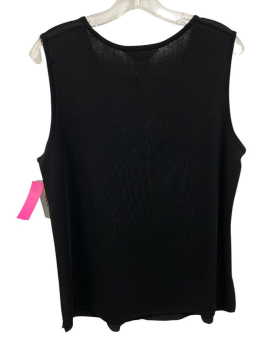 Misook Size L Black, Brown, Gold Rayon Blend Sequin Wavy Stripes Sleeveless Top Black, Brown, Gold / L