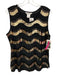 Misook Size L Black, Brown, Gold Rayon Blend Sequin Wavy Stripes Sleeveless Top Black, Brown, Gold / L