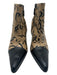 Chanel Shoe Size 37.5 Beige & Black Leather Pointed Toe Logo Print Booties Beige & Black / 37.5