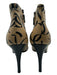 Chanel Shoe Size 37.5 Beige & Black Leather Pointed Toe Logo Print Booties Beige & Black / 37.5