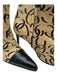 Chanel Shoe Size 37.5 Beige & Black Leather Pointed Toe Logo Print Booties Beige & Black / 37.5