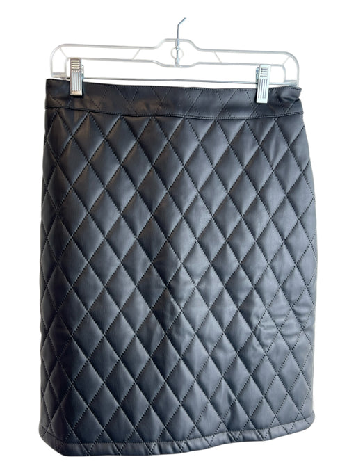 G by Giuliana Black Label Size 4 Black Polyester Faux Leather Knee Length Skirt Black / 4