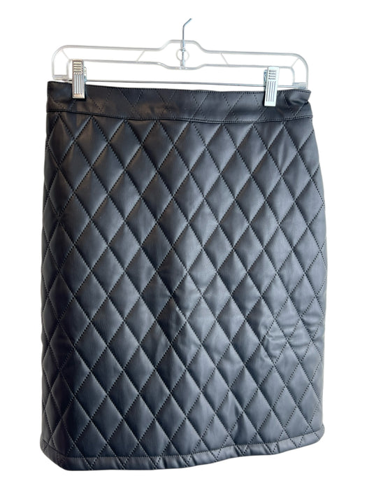 G by Giuliana Black Label Size 4 Black Polyester Faux Leather Knee Length Skirt Black / 4