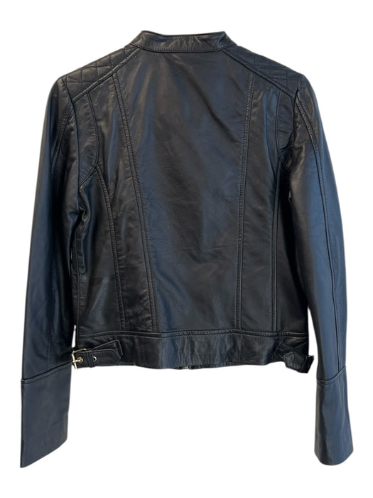 Guess Size S Black Lamb leather Standing Collar Zip Front Gold Hardware Jacket Black / S