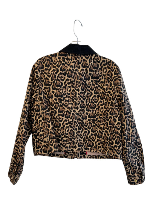 J. Crew Size S Brown & Black Cotton Blend Collared Corduroy Detail Jacket Brown & Black / S