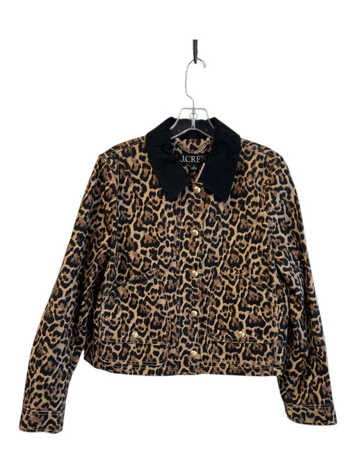 J. Crew Size S Brown & Black Cotton Blend Collared Corduroy Detail Jacket Brown & Black / S