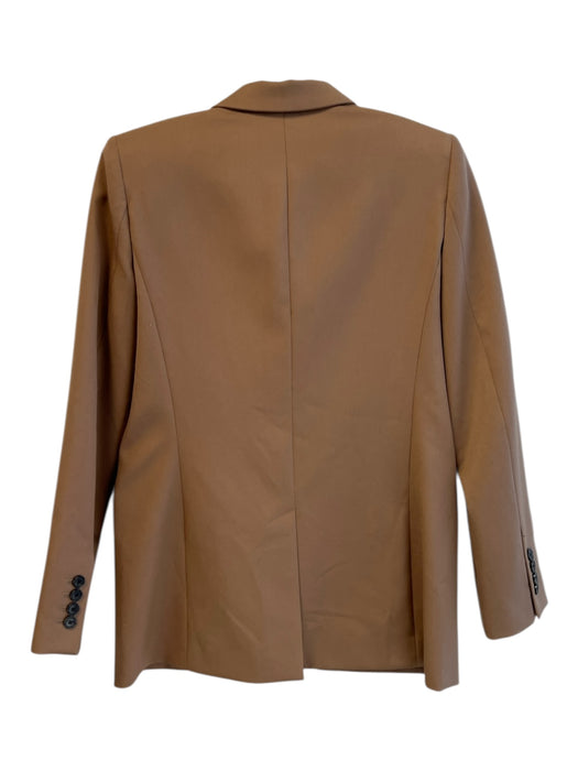 Frame Size 0 Brown Wool Blend Lapel Shoulder Pads Double Button Detail Jacket Brown / 0
