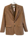 Frame Size 0 Brown Wool Blend Lapel Shoulder Pads Double Button Detail Jacket Brown / 0