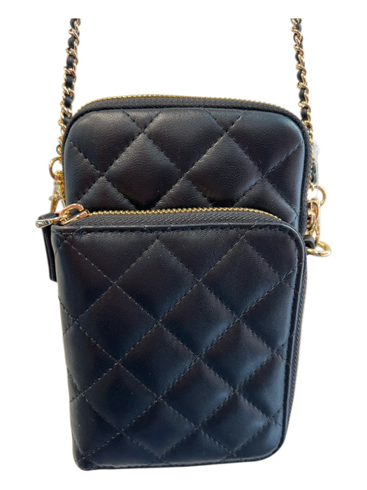 G by Giuliana Black Label Black Leather Gold detail Wallet Cross Body Bag Black / S