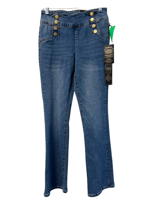 DG2 Size 0 Medium & Dark Wash Cotton Mid Rise Button Detail Wide Leg Jeans Medium & Dark Wash / 0